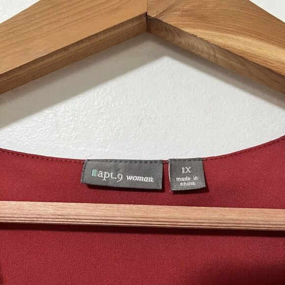 Apt. 9 Lace Overlay Babydoll Top Size 1X Red Dainty Cottage Y2K Women’s - Picture 4 of 8